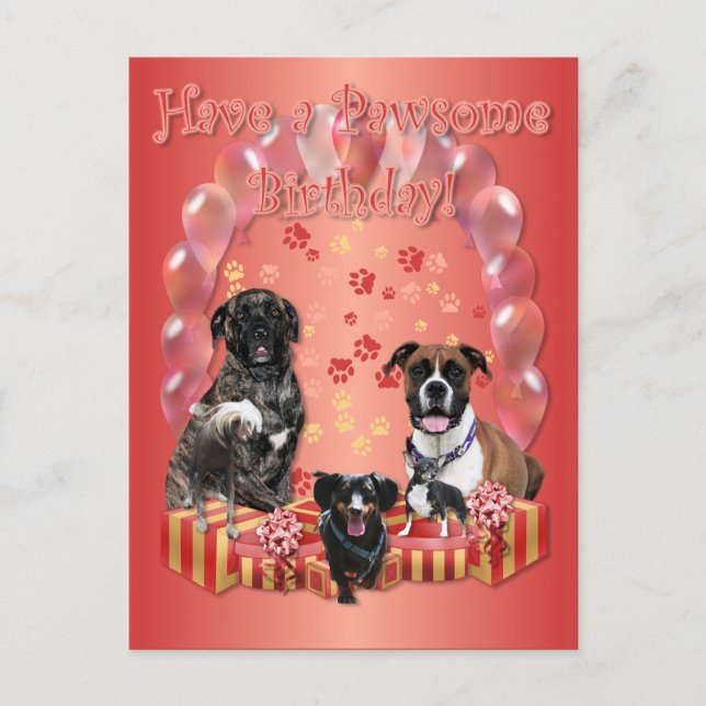 Postal Cartão de Aniversário Pawsome (Frente)