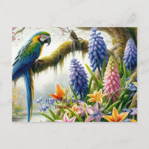 Postal Cartão de aniversário personalizado de papagaio tr