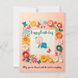 Postal Cartão de Aniversário Personalizado de Quadro Flor