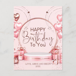 Postal Cartão de aniversário personalizado Pink Celebrati