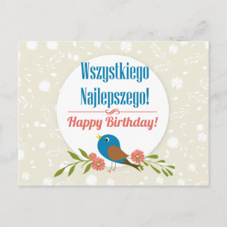 Postal Cartão de aniversário polonês
