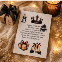 Cartão de Aniversário Preto Dourado de Luxo para E