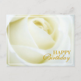 Postal Cartão de Aniversário Rosa Branca Feliz