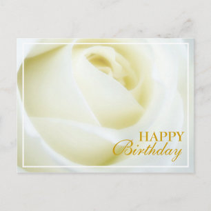 Postal Cartão de Aniversário Rosa Branca Feliz