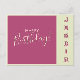 Postal Cartão de Aniversário Rosa e Verde