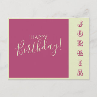 Postal Cartão de Aniversário Rosa e Verde