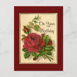 Postal Cartão de Aniversário Rosas Vermelhas