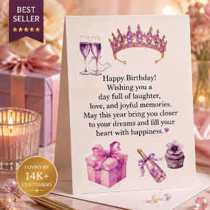 Postal Cartão de Aniversário Roxo de Luxo para Mulheres