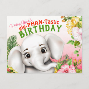 Postal Cartão de Aniversário Safari de Elefante
