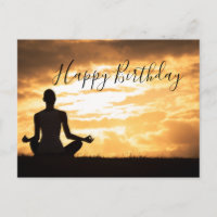 Cartão de aniversário silhueta de meditação Yoga