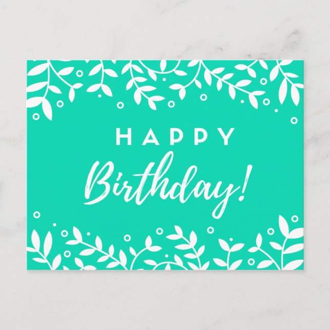 Postal Cartão de aniversário verde (Frente)
