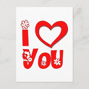 Postal Cartão de Aniversário Vermelho Eu Te Amo