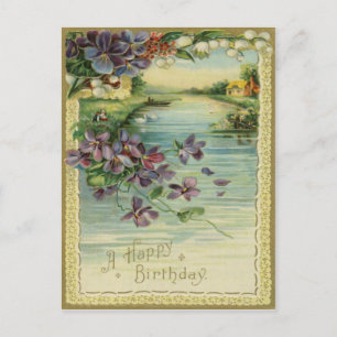 Postal Cartão de Aniversário Vintage Happy