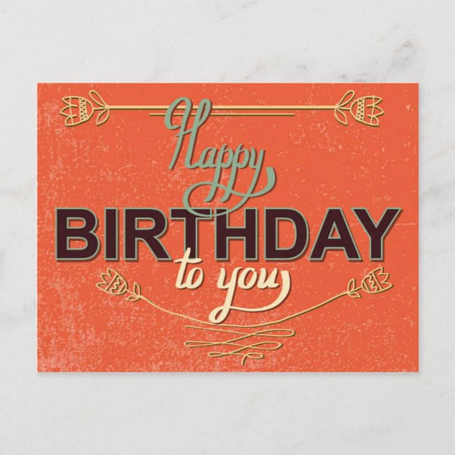 Postal Cartão de Aniversário Vintage nº 6 (Frente)