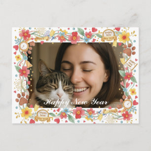 Postal Cartão de Ano Novo Feliz Personalizável para Amant