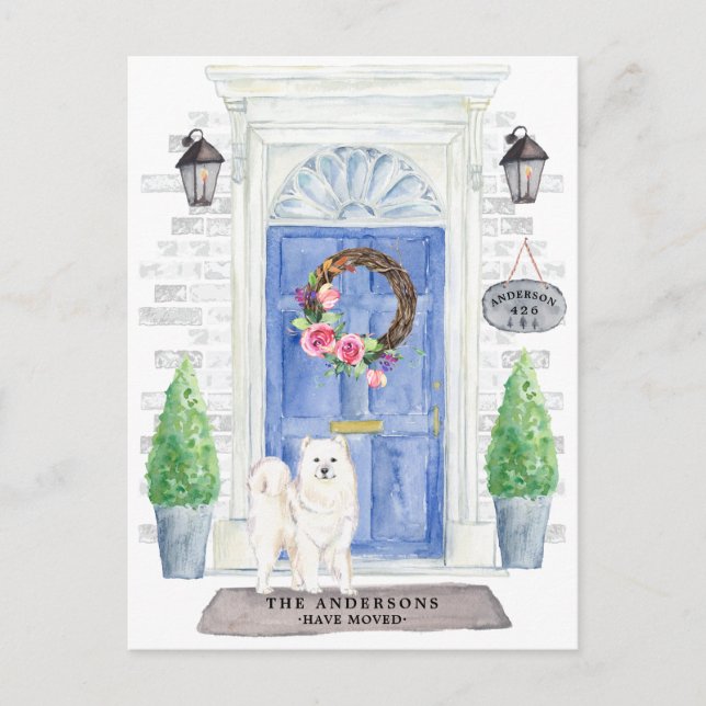 Postal Cartão de Anúncio de Mudança Samoyed (Frente)