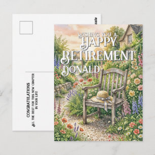 Postal Cartão de Aposentadoria com Ilustração de Jardim d
