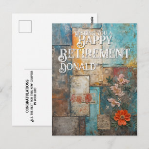 Postal Cartão de Aposentadoria Vintage com Arte de Colage