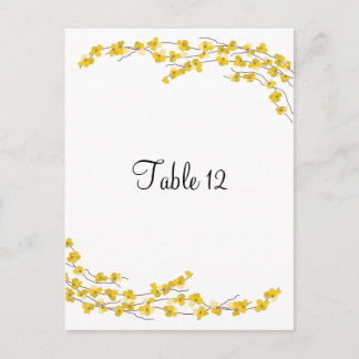 Postal Cartão de Assento da Mesa com Flores Amarelo Doura
