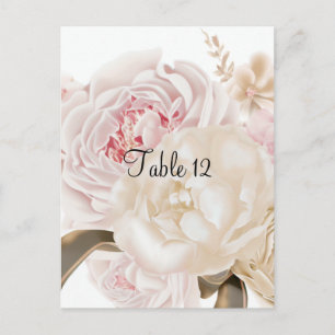 Postal Cartão de Assento de Mesa Floral Rosa e Bege
