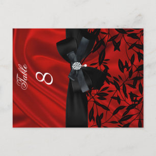 Postal Cartão de Assento de Número de Mesa Preto Damask V