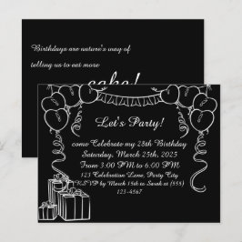 Postal Cartão de Aviso de Aniversário de Contorno Simples