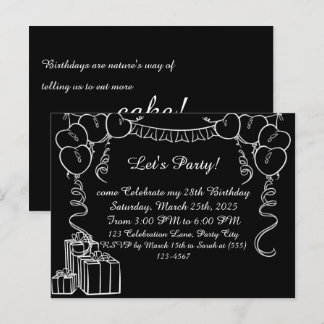 Postal Cartão de Aviso de Aniversário de Contorno Simples