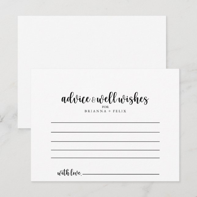 Postal Cartão de Aviso de Casamento de Caligrafia Minimal (Frente/Verso)