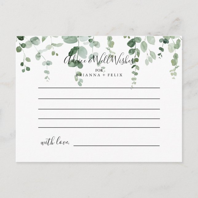Postal Cartão de Aviso de Casamento Eucalyptus Minimalist (Frente)