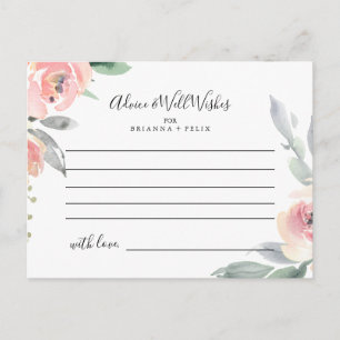 Postal Cartão de Aviso de Casamento Floral de Blush Rosa 