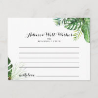 Cartão de Aviso de Casamento Verde Tropical de Des
