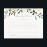 Postal Cartão de Aviso do Casamento outono Dourado Greene<br><div class="desc">Este cartão de casamento outono verde-ouro é perfeito para um casamento moderno. A design apresenta uma fascinante folhagem artística verde e dourada. Estas cartas são perfeitas para um casamento, chá de panela, chá de fraldas, festa de formatura e muito mais. Personalize as cartas com os nomes da noiva e do...</div>