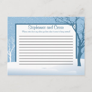 Postal Cartão de Aviso Escrito Azul de inverno