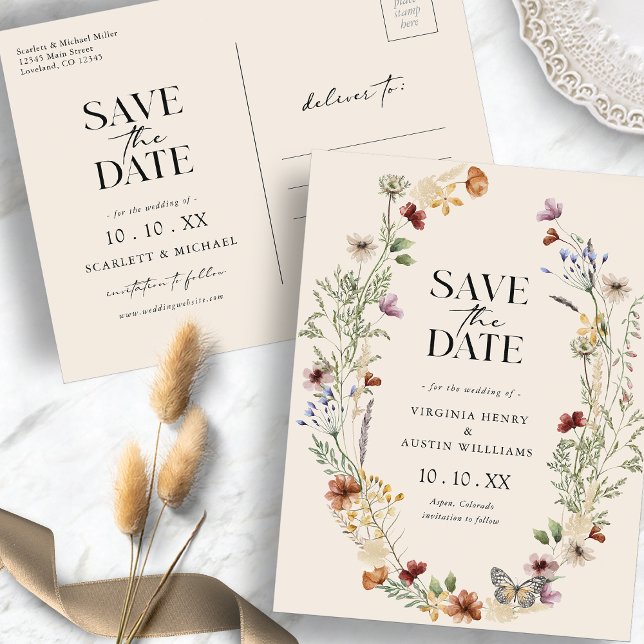 Postal Cartão de Boas Festas Boho (Boho Save The Date Postcard
)