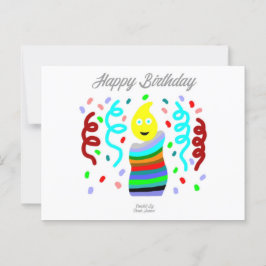Postal Cartão de Boas Festas com Vela de Aniversário