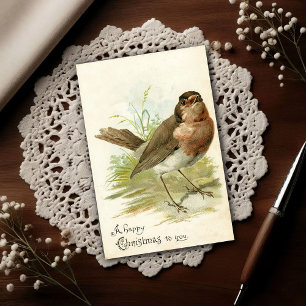 Postal Cartão de Boas Festas de 1908 com Robin Bird