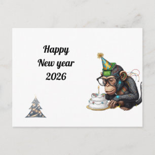 Postal Cartão de Boas Festas de Ano Novo Engraçado
