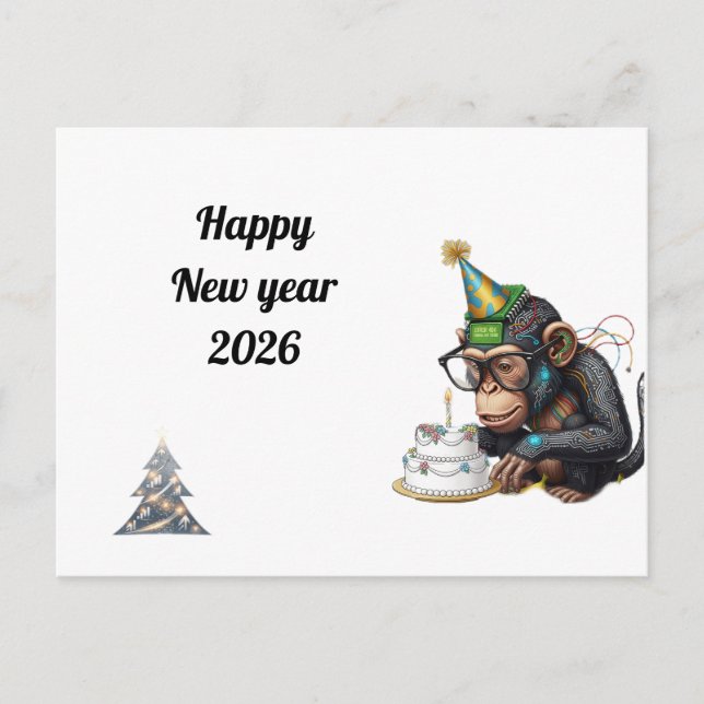Postal Cartão de Boas Festas de Ano Novo Engraçado (Frente)