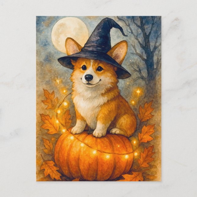 Postal Cartão de Boas Festas de Corgi Abobrinha Feliz Hal (Frente)