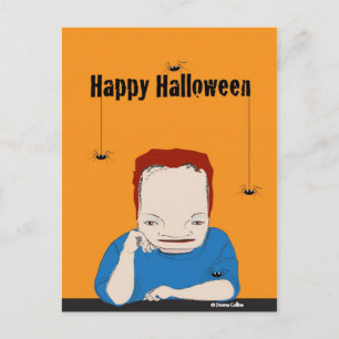 Postal Cartão de Boas Festas de Halloween Aranhas
