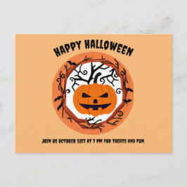 Postal Cartão de Boas Festas de Halloween de Abóbora Assu
