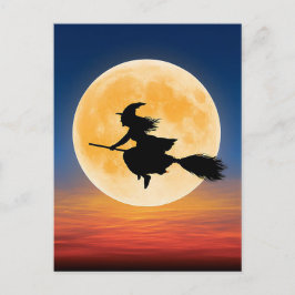Postal Cartão de Boas Festas de Halloween de Bruxa Assust