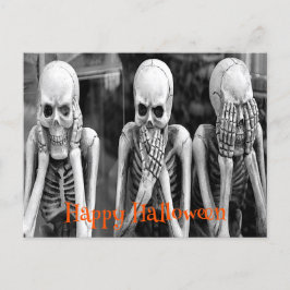 Postal Cartão de Boas Festas de Halloween de Esqueletos D