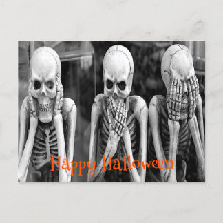 Postal Cartão de Boas Festas de Halloween de Esqueletos D
