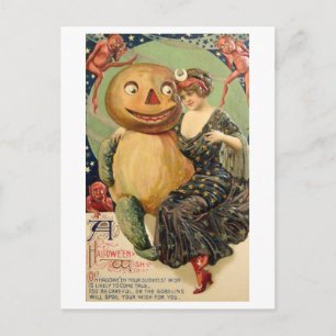 Postal Cartão de Boas Festas de Halloween Vintage