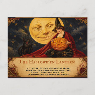 Postal Cartão de Boas Festas de Halloween Vitoriano Vinta