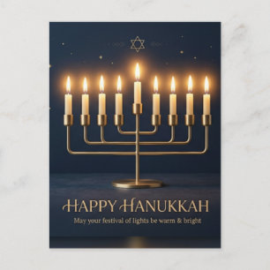 Postal Cartão de Boas Festas de Hanukkah Minimalista Eleg