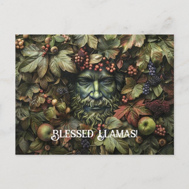 Postal Cartão de Boas Festas de Lammas do Homem Verde (Frente)