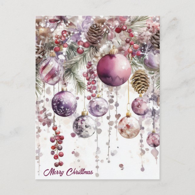 Postal Cartão de Boas Festas de Natal com Grinalda Festiv (Frente)