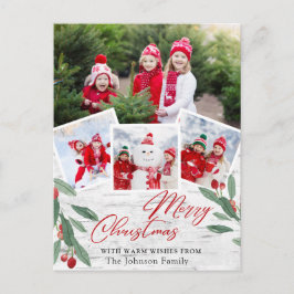 Postal Cartão de Boas Festas de Natal Rústico com Casca d